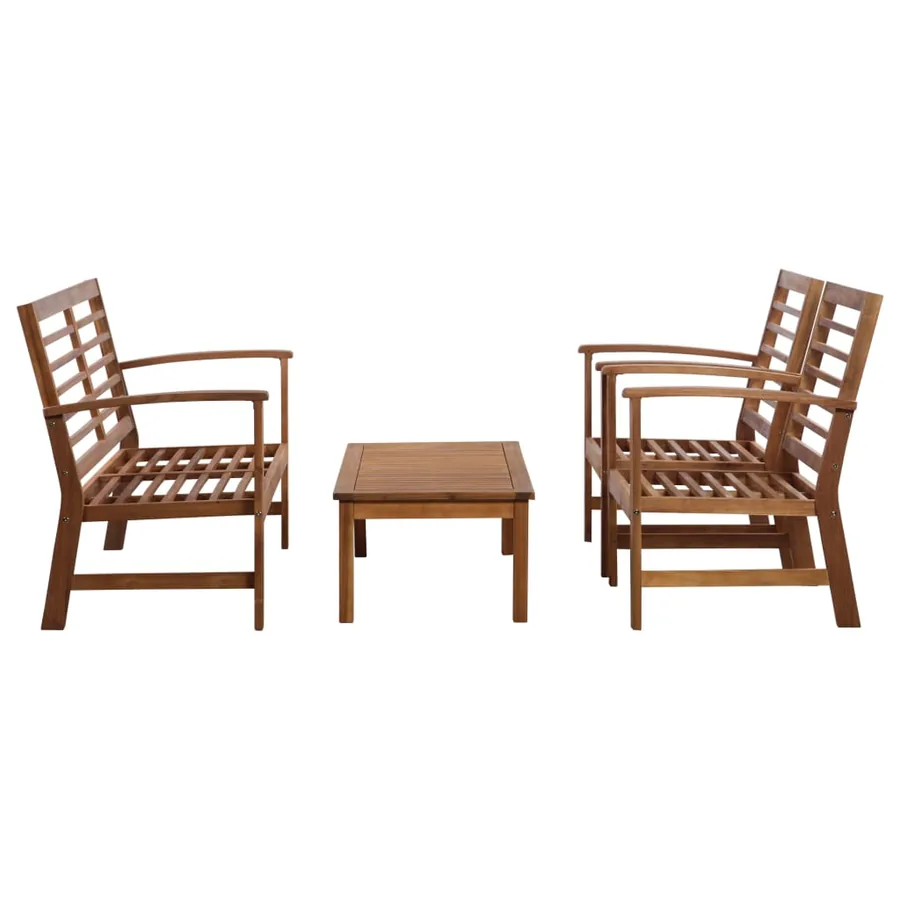 Salon de jardin 4 pcs Bois d'acacia solide - 2