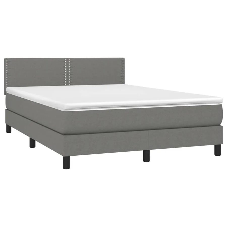 Sommier à lattes de lit et matelas et LED Gris foncé 140x200 cm - 3