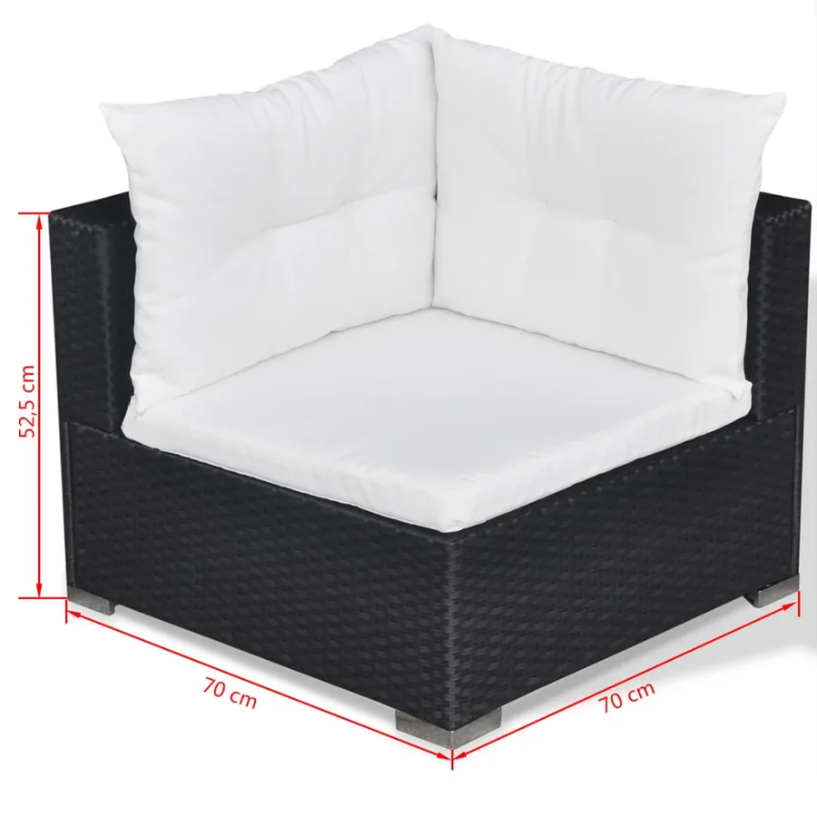 Salon de jardin 10 pcs avec coussins Résine tressée Noir - 11