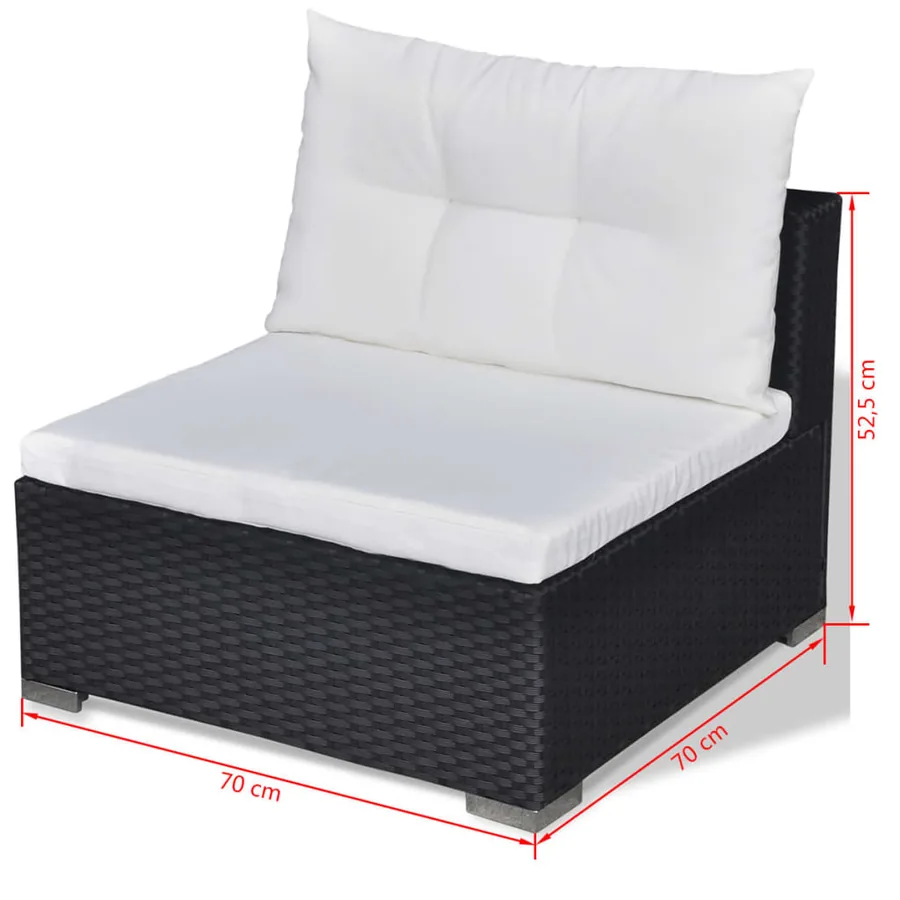 Salon de jardin 10 pcs avec coussins Résine tressée Noir - 12