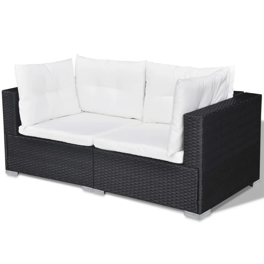 Salon de jardin 10 pcs avec coussins Résine tressée Noir - 6