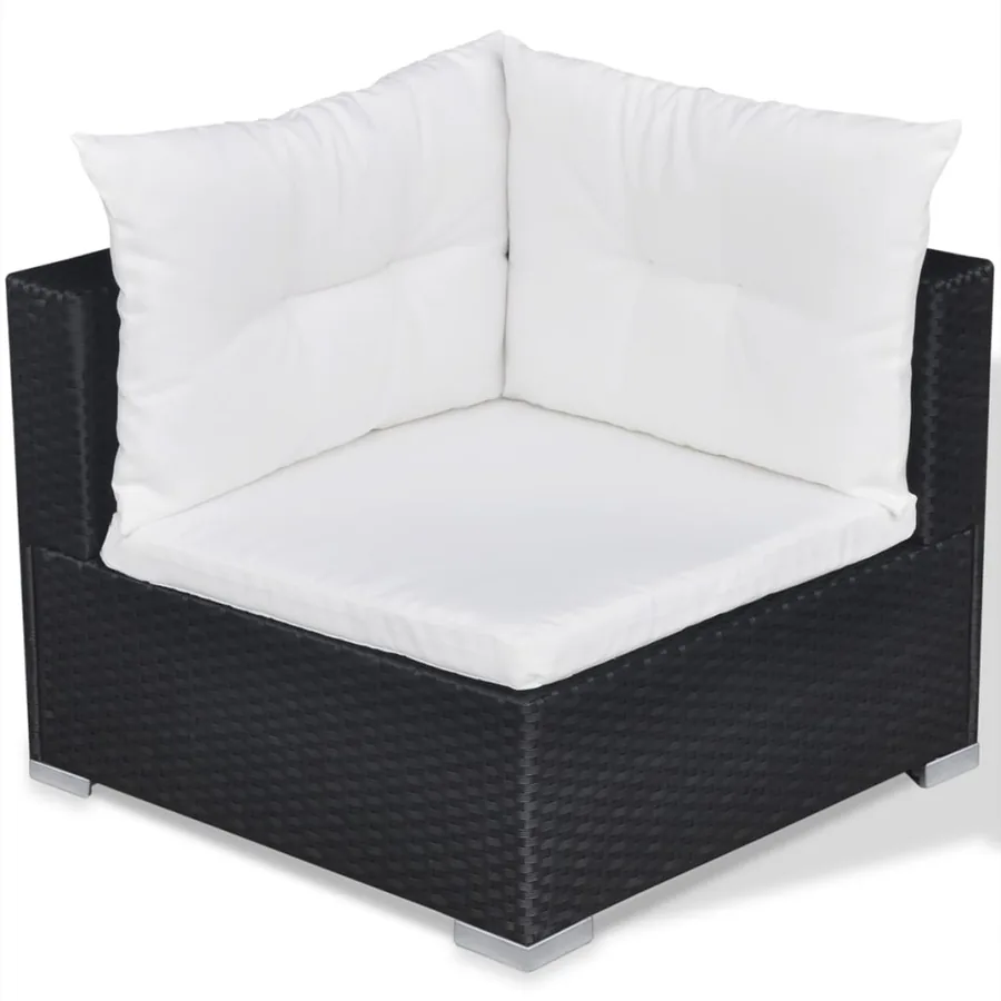 Salon de jardin 10 pcs avec coussins Résine tressée Noir - 7