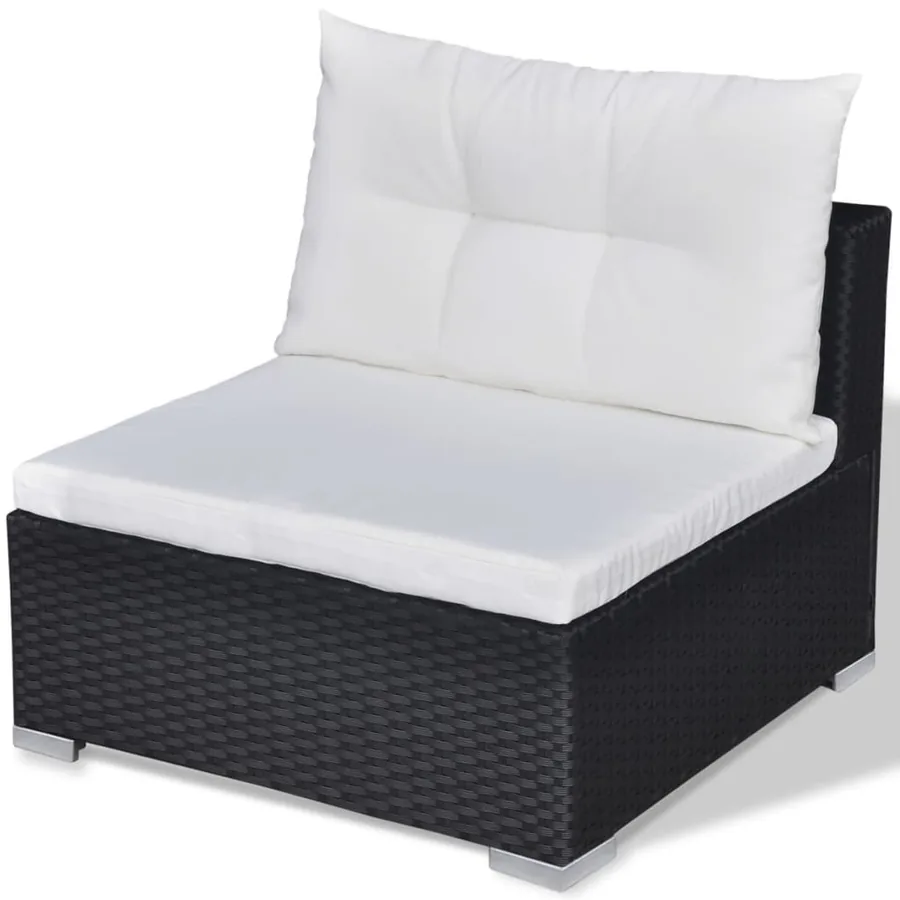 Salon de jardin 10 pcs avec coussins Résine tressée Noir - 8