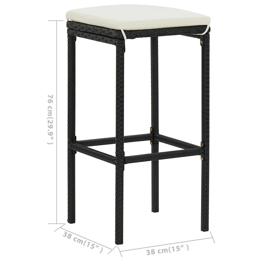 Ensemble de bar de jardin avec coussins 5 pcs Noir - 12