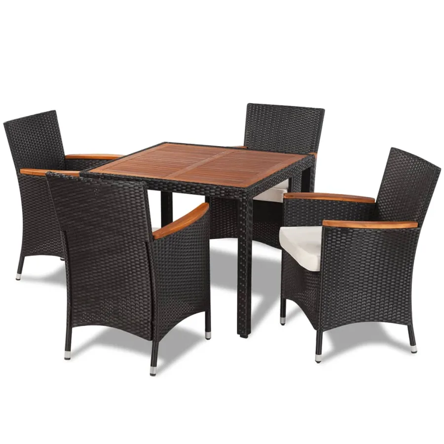 Ensemble à manger d'extérieur 5pcs avec coussins Résine tressée - 2