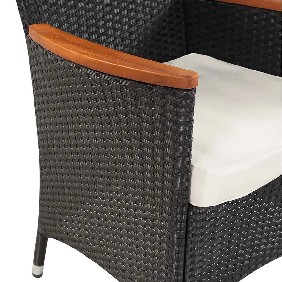 Ensemble à manger d'extérieur 5pcs avec coussins Résine tressée - 4
