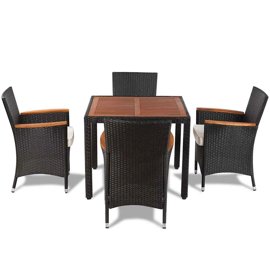 Ensemble à manger d'extérieur 5pcs avec coussins Résine tressée - 5