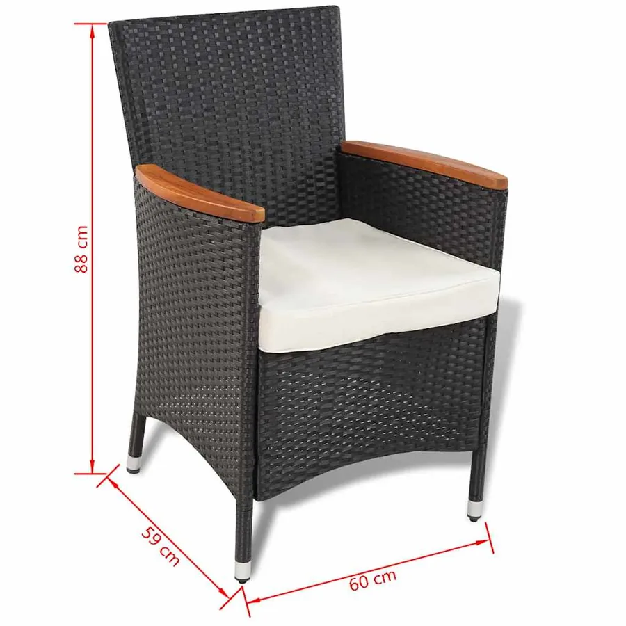 Ensemble à manger d'extérieur 5pcs avec coussins Résine tressée - 8