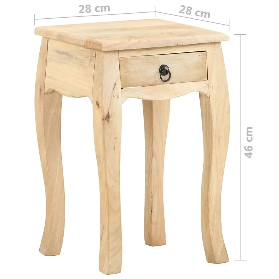 Table de chevet 28x28x46 cm Bois de manguier massif - 8
