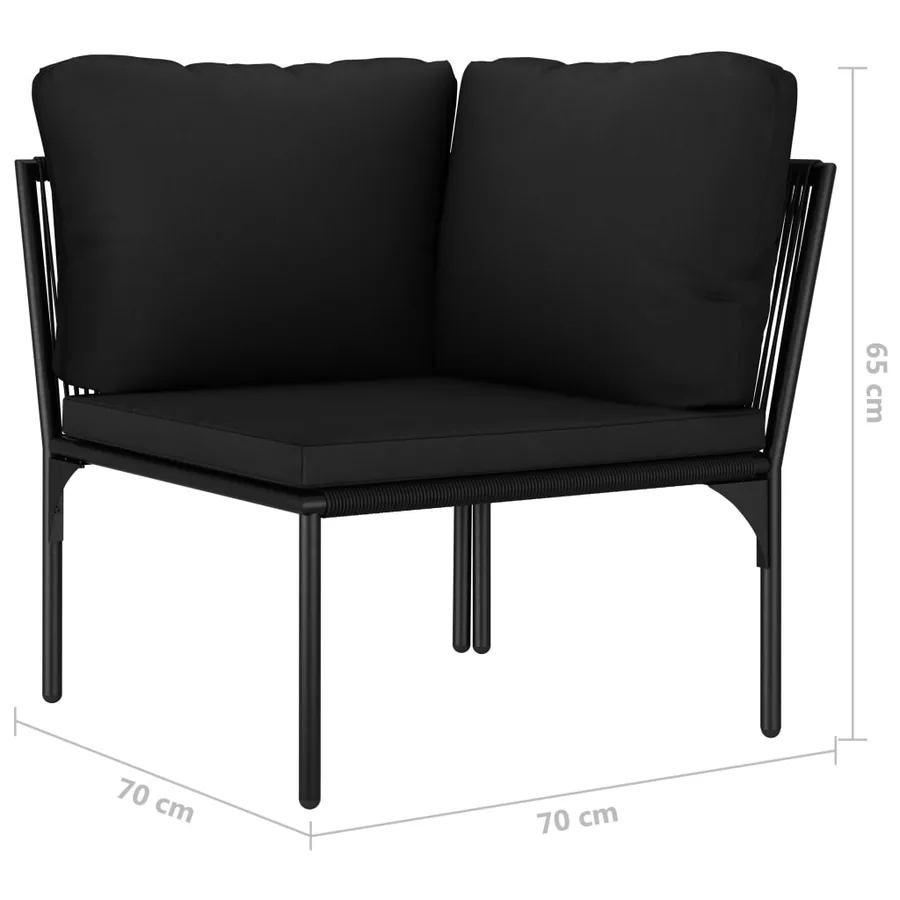 Salon de jardin 6 pcs avec coussins Noir PVC - 16