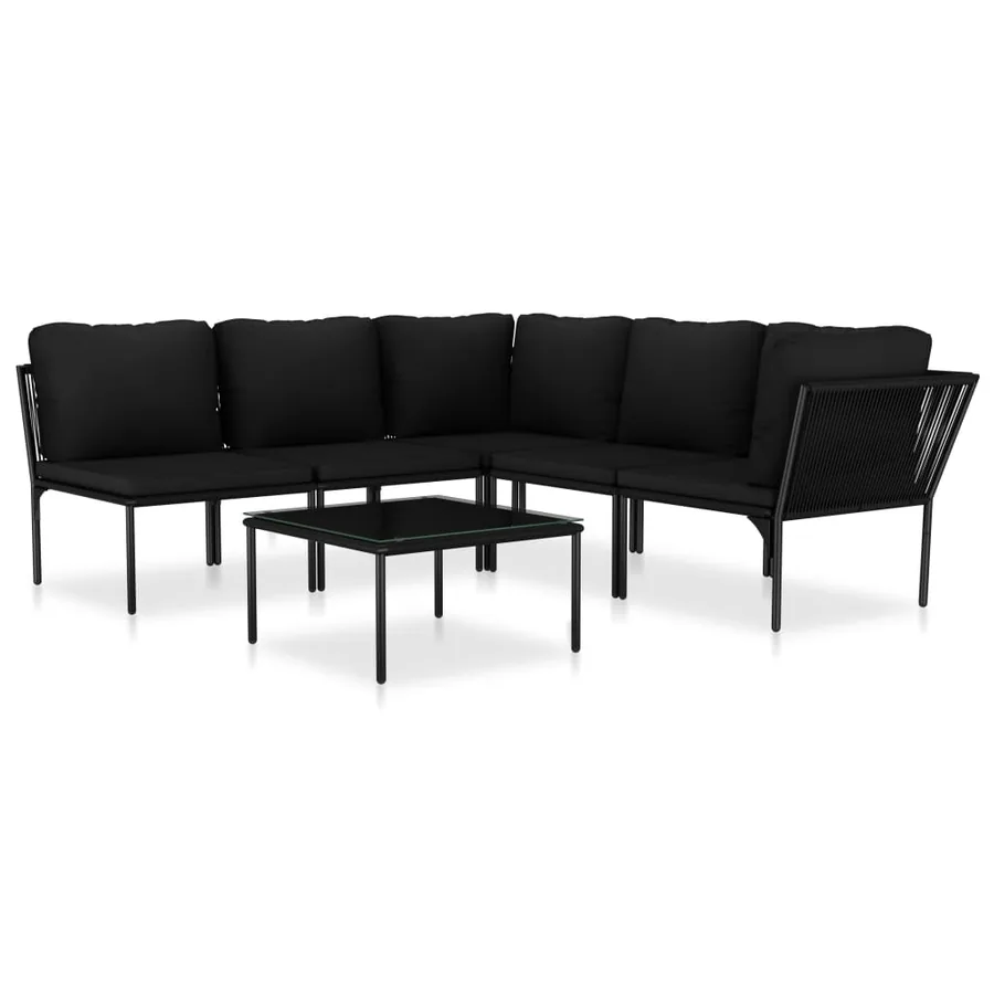 Salon de jardin 6 pcs avec coussins Noir PVC - 2