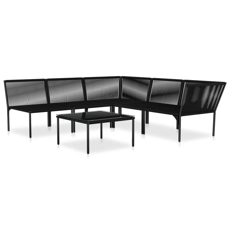 Salon de jardin 6 pcs avec coussins Noir PVC - 3