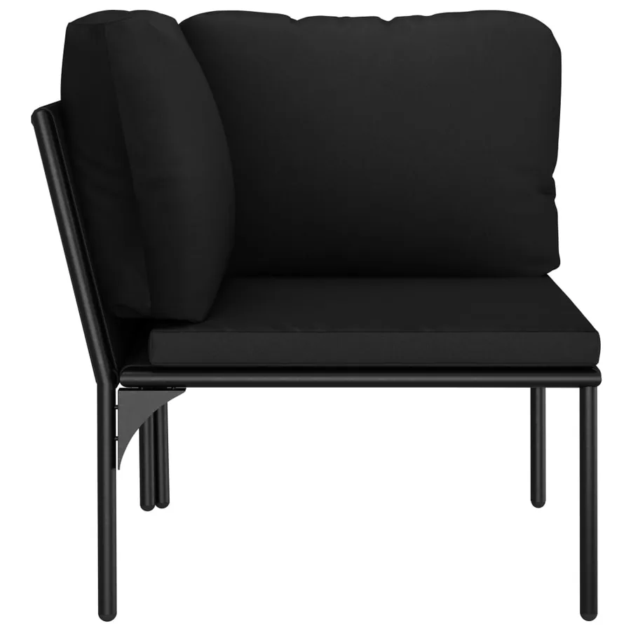 Salon de jardin 6 pcs avec coussins Noir PVC - 8