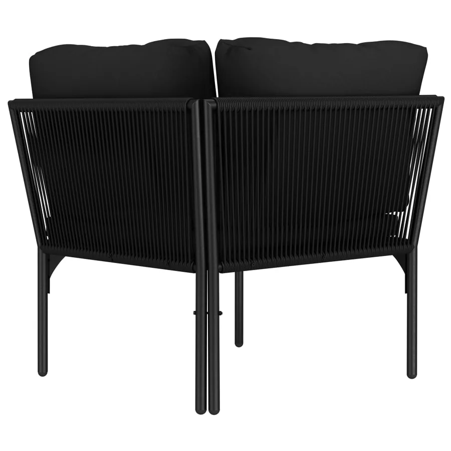 Salon de jardin 6 pcs avec coussins Noir PVC - 9