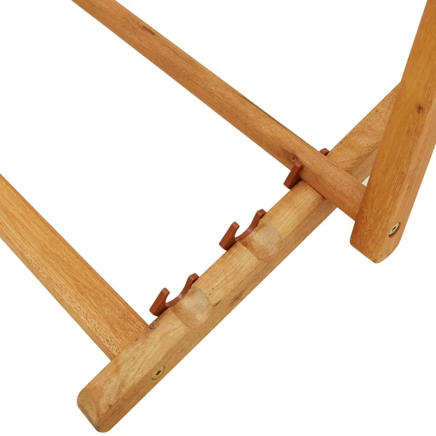 Chaise pliable de plage bois d'eucalyptus solide et tissu noir - 8