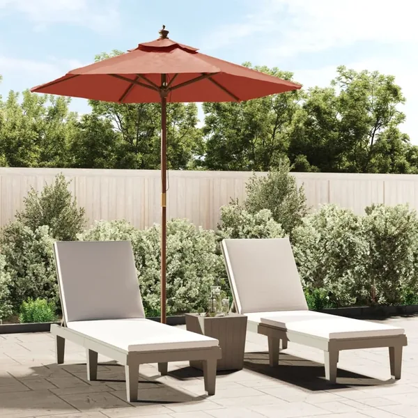 Parasol de jardin avec mât en bois terre cuite 196x231 cm
