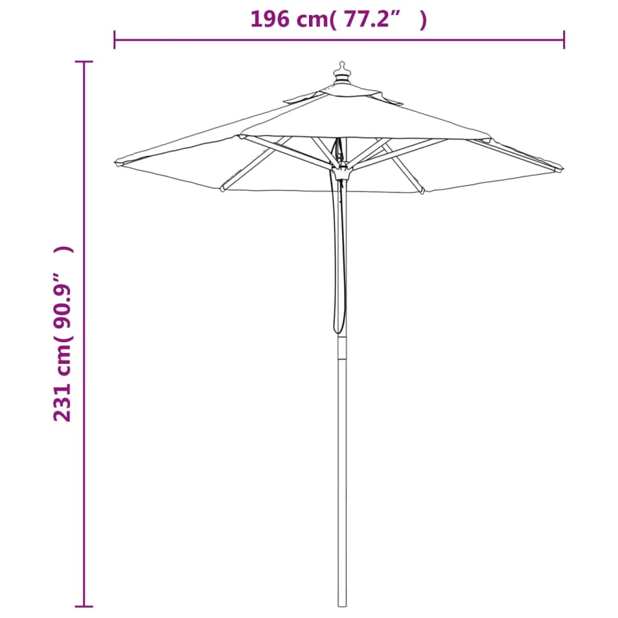 Parasol de jardin avec mât en bois terre cuite 196x231 cm - 8