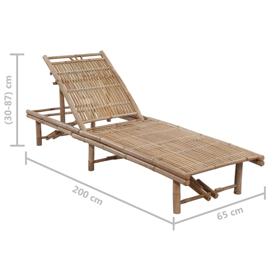 Chaise longue de jardin avec coussin Bambou - 6