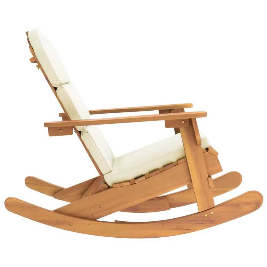 Chaise à bascule Adirondack avec coussins bois massif d'acacia - 4
