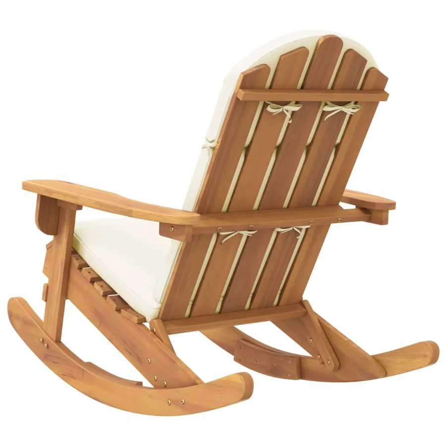 Chaise à bascule Adirondack avec coussins bois massif d'acacia - 5