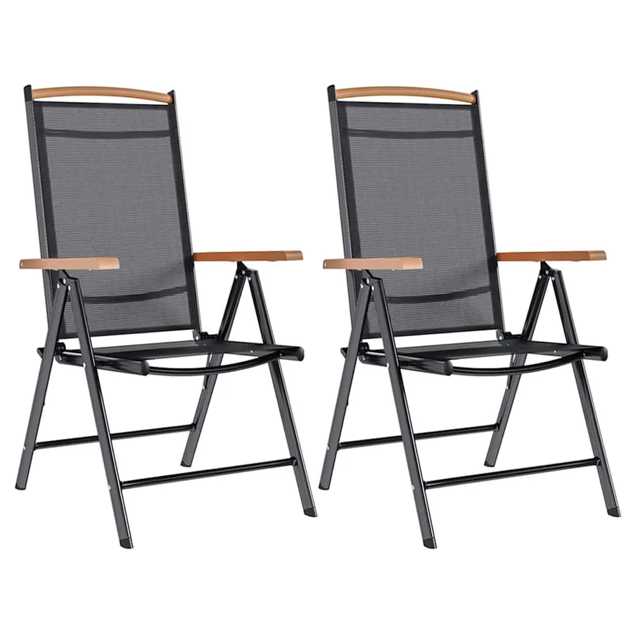 Chaises de jardin pliables lot de 2 aluminium et textilène noir