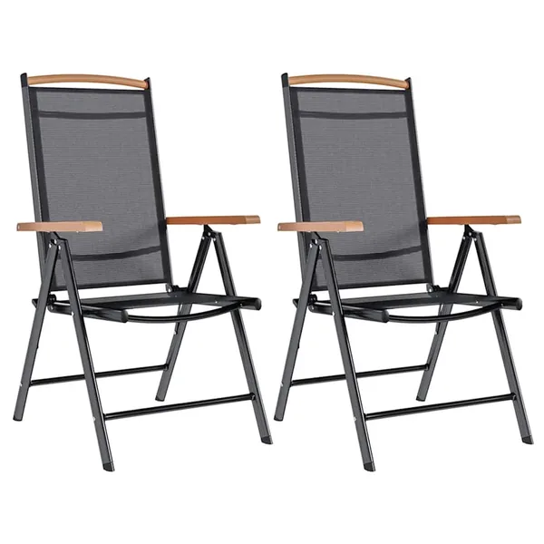Chaises de jardin pliables lot de 2 aluminium et textilène noir