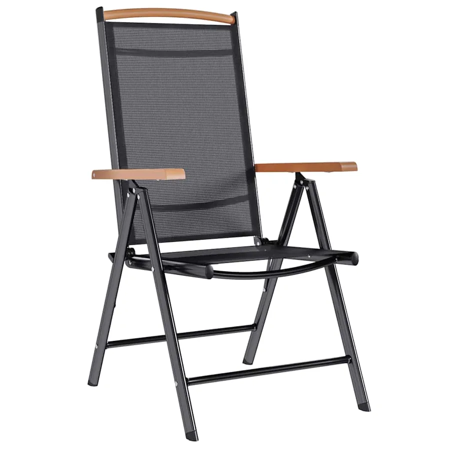 Chaises de jardin pliables lot de 2 aluminium et textilène noir - 3