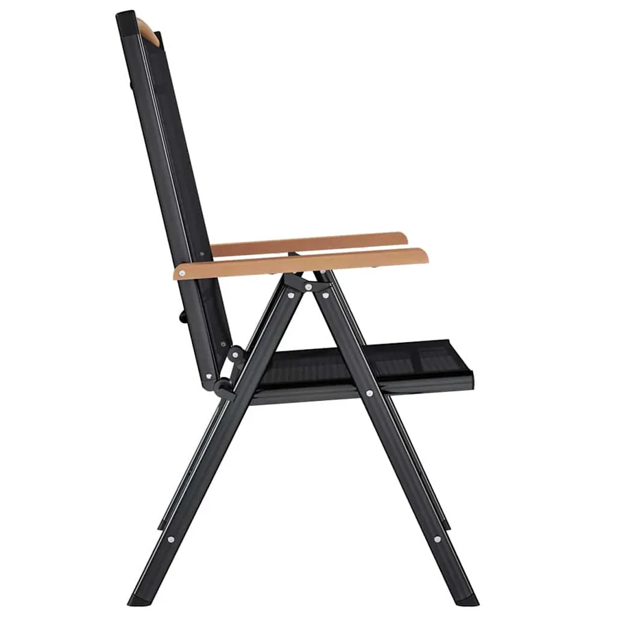 Chaises de jardin pliables lot de 2 aluminium et textilène noir - 5