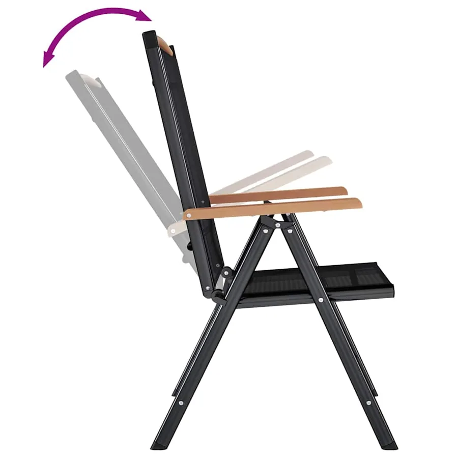 Chaises de jardin pliables lot de 2 aluminium et textilène noir - 7
