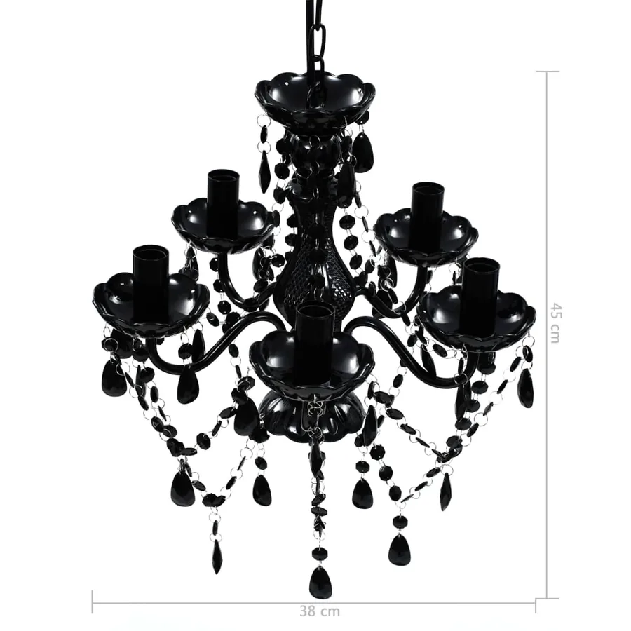 Lustre avec 5 ampoules Crystal noir - 8