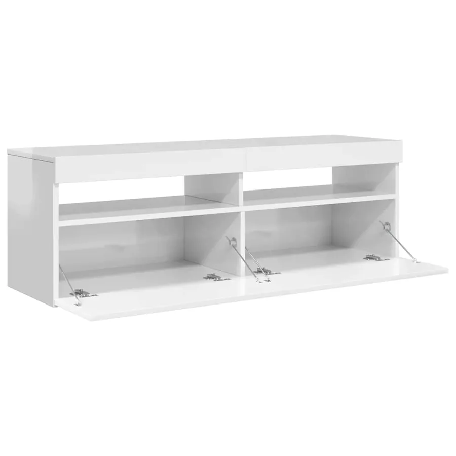 Meuble TV avec lumières LED blanc brillant 120x35x40 cm - 10