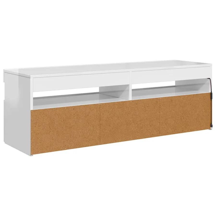 Meuble TV avec lumières LED blanc brillant 120x35x40 cm - 11