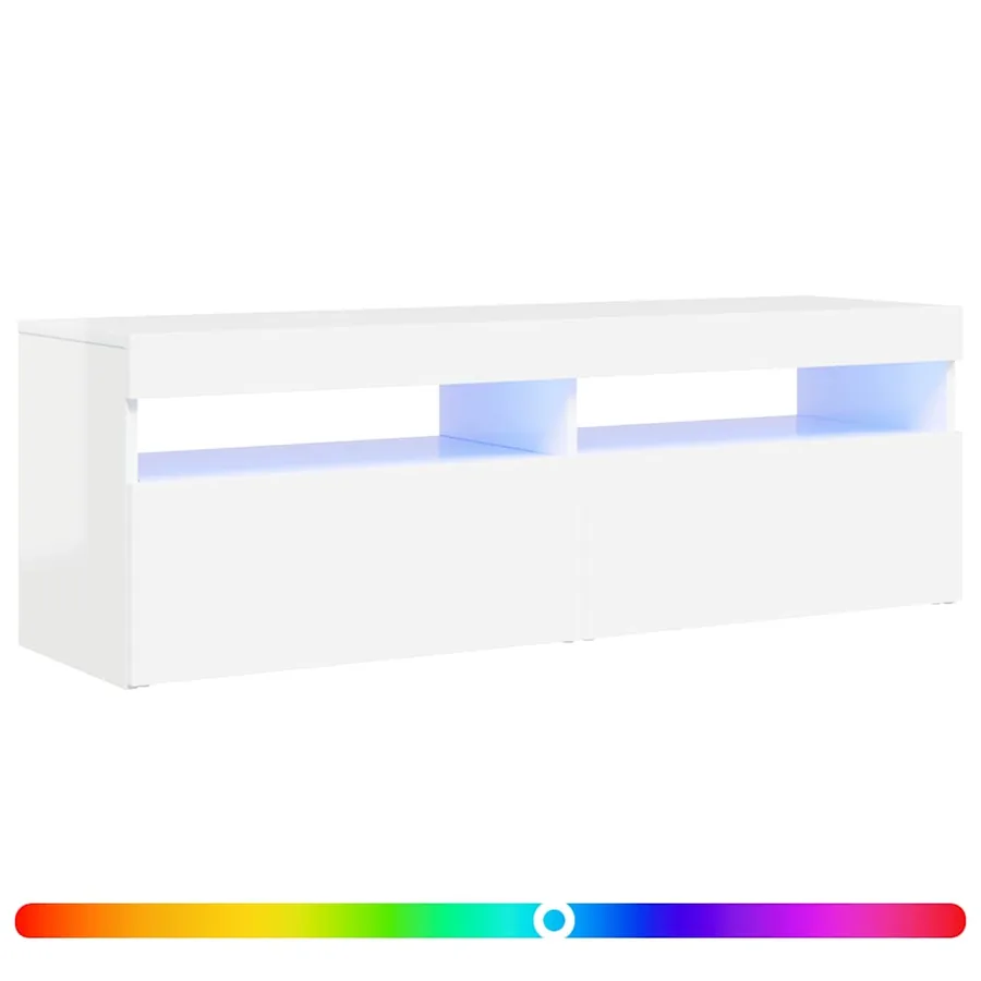Meuble TV avec lumières LED blanc brillant 120x35x40 cm - 2