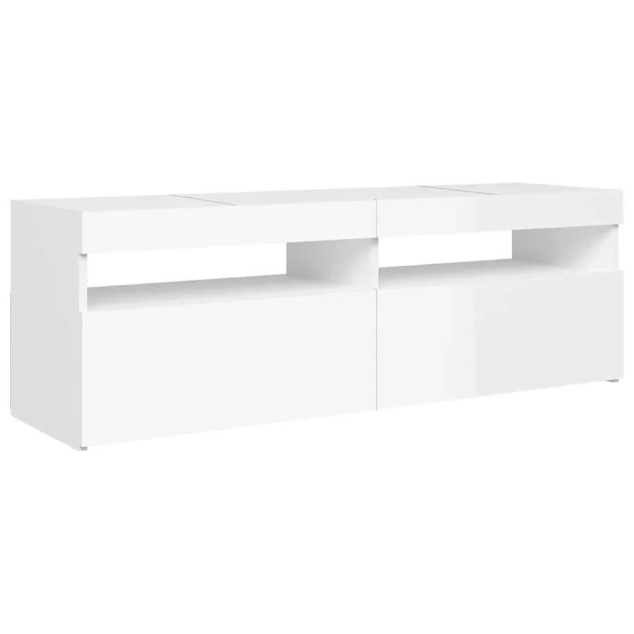 Meuble TV avec lumières LED blanc brillant 120x35x40 cm - 7