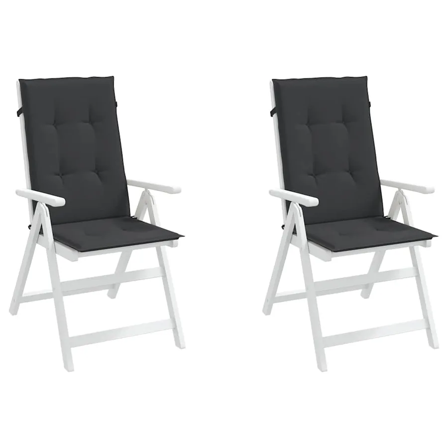 Coussins de chaise de jardin à dossier haut lot de 2 noir tissu - 3