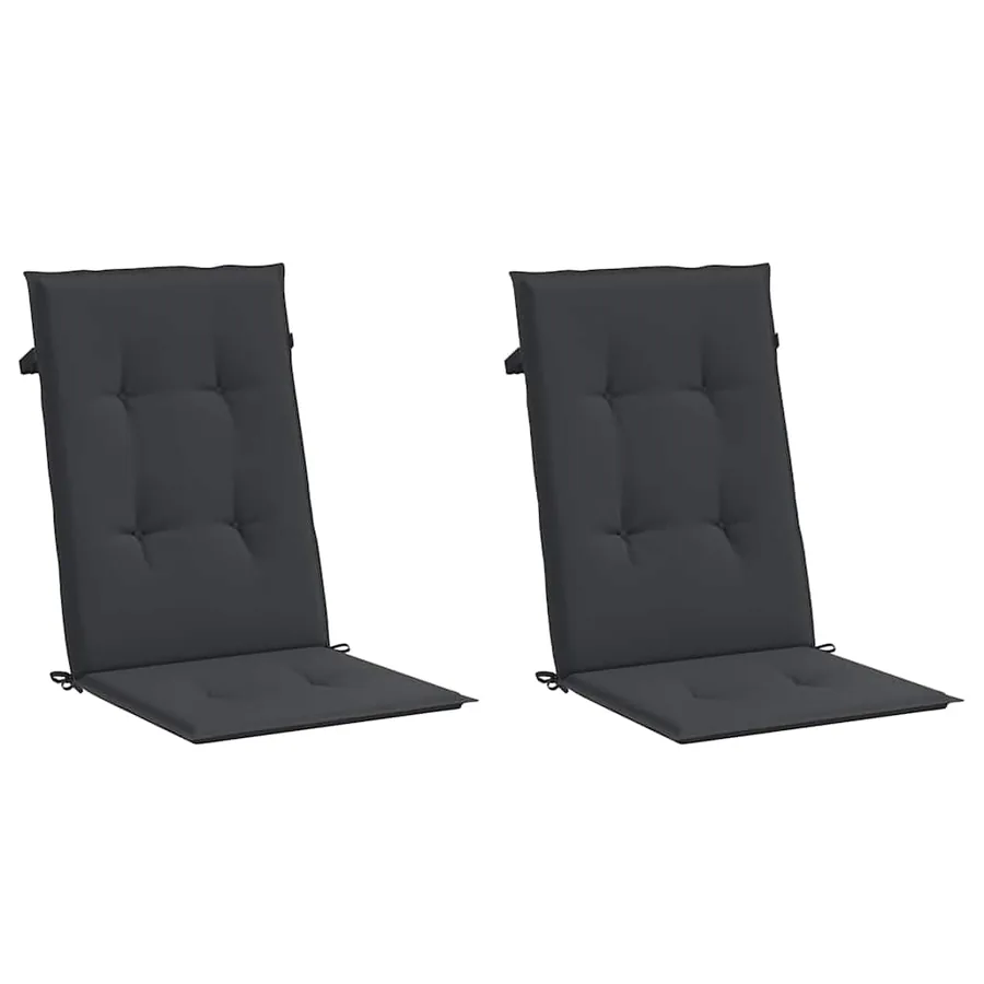 Coussins de chaise de jardin à dossier haut lot de 2 noir tissu - 4