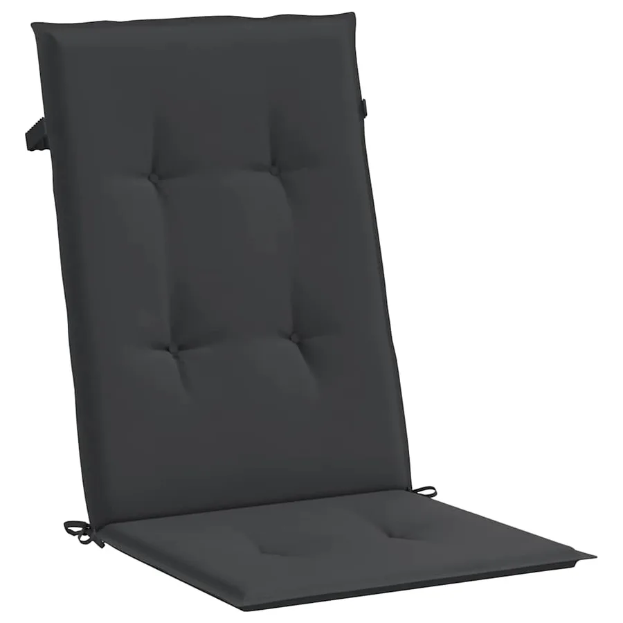 Coussins de chaise de jardin à dossier haut lot de 2 noir tissu - 5