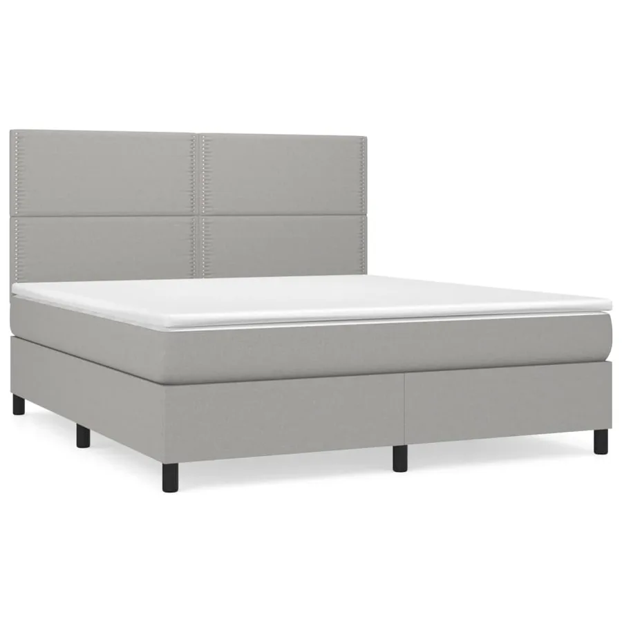 Sommier à lattes de lit avec matelas Gris clair 180x200cm Tissu - 2