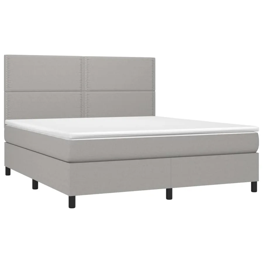 Sommier à lattes de lit avec matelas Gris clair 180x200cm Tissu - 3