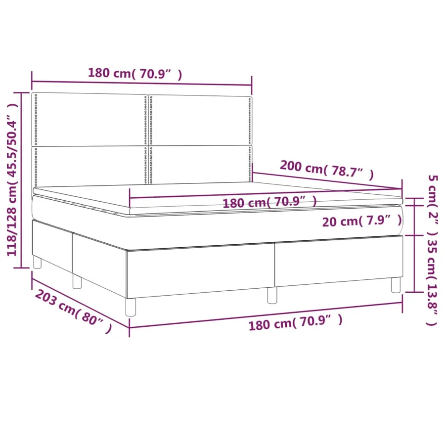 Sommier à lattes de lit avec matelas Gris clair 180x200cm Tissu - 6