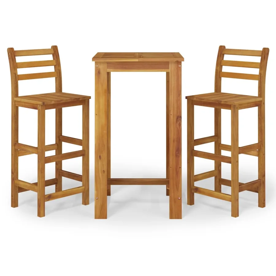 Ensemble de bar de jardin 3 pcs bois d'acacia solide - 2