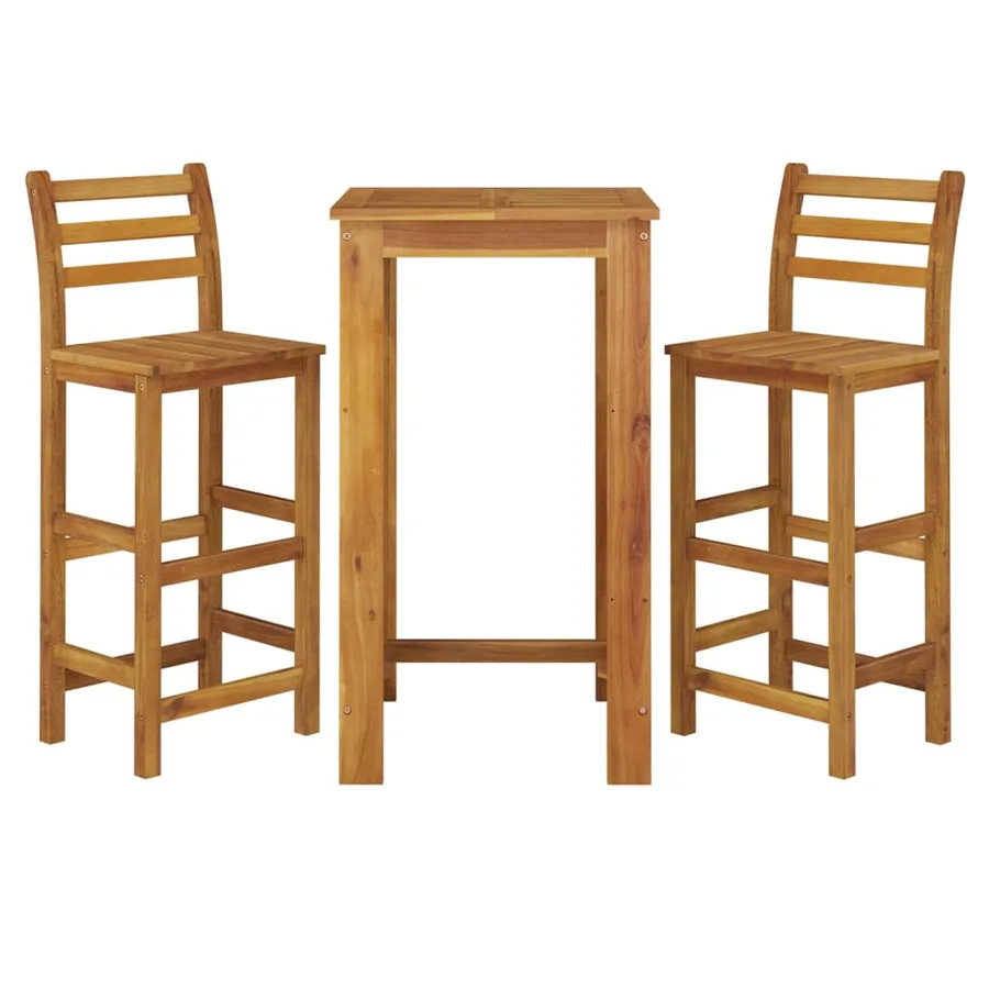 Ensemble de bar de jardin 3 pcs bois d'acacia solide - 3