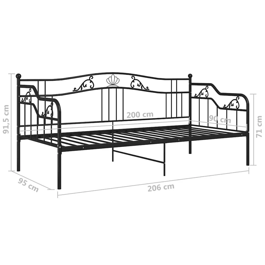 Cadre de canapé-lit sans matelas noir métal 90x200 cm - 10