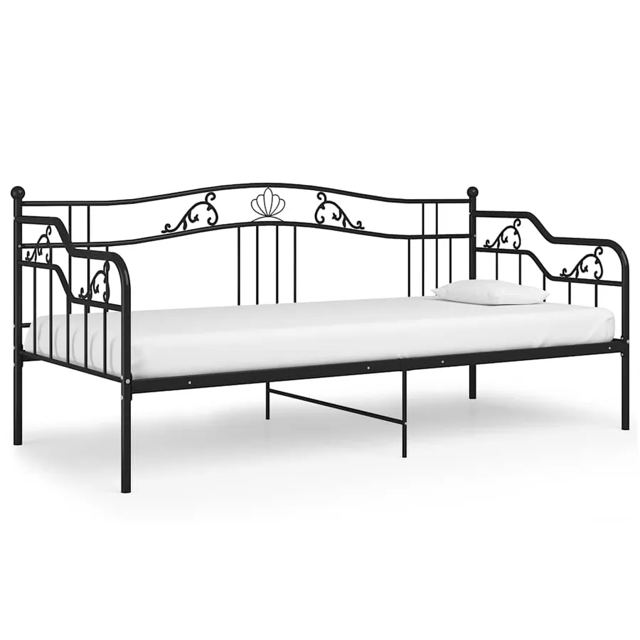 Cadre de canapé-lit sans matelas noir métal 90x200 cm - 2