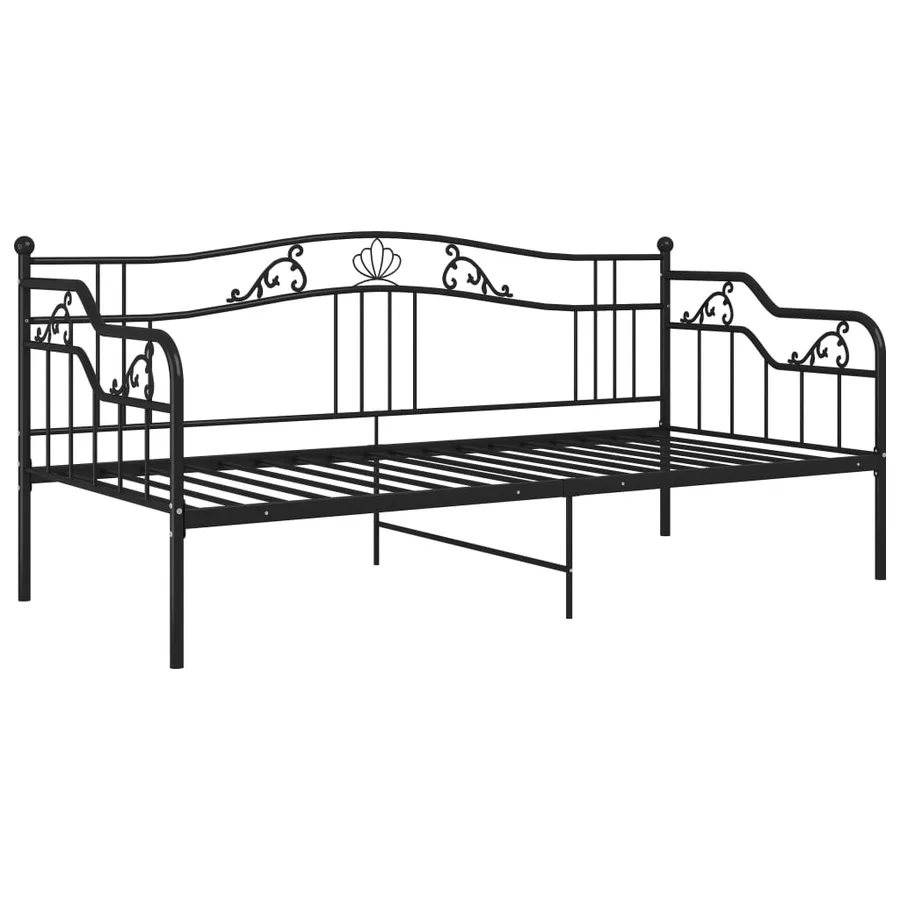 Cadre de canapé-lit sans matelas noir métal 90x200 cm - 3
