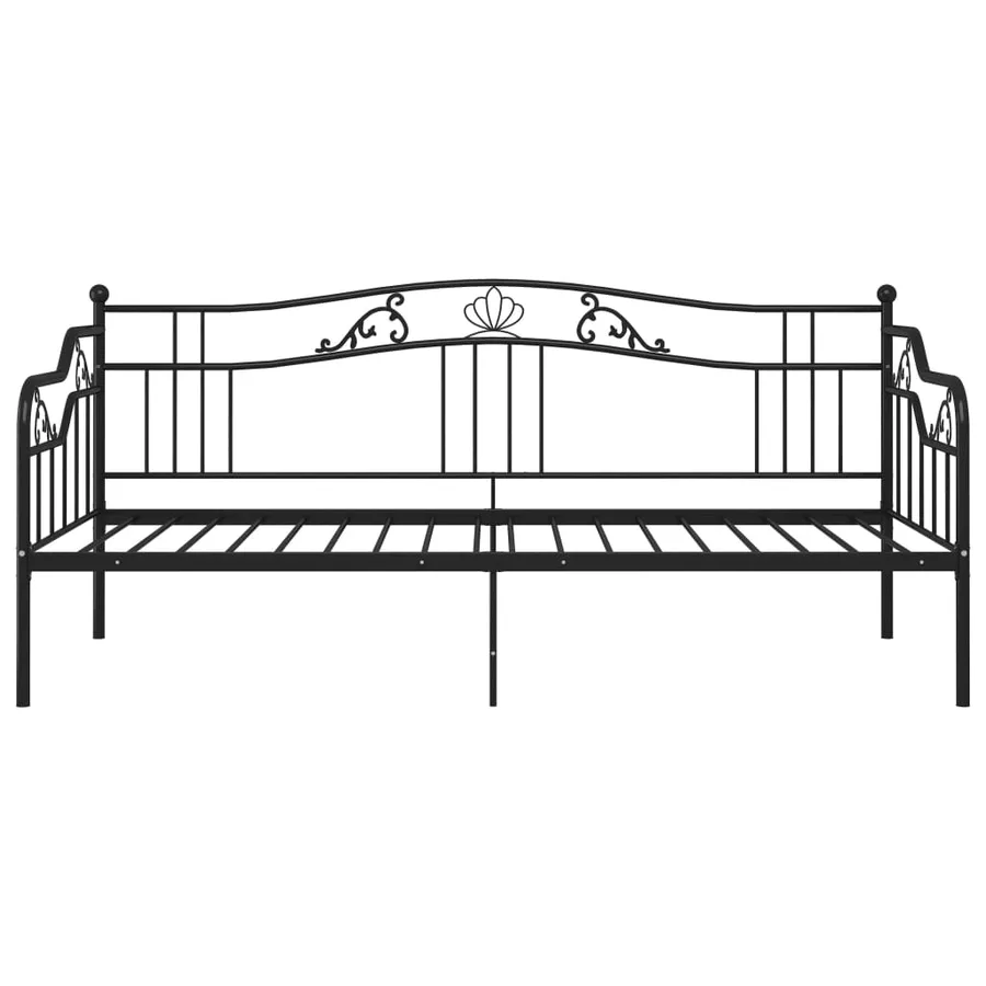 Cadre de canapé-lit sans matelas noir métal 90x200 cm - 4