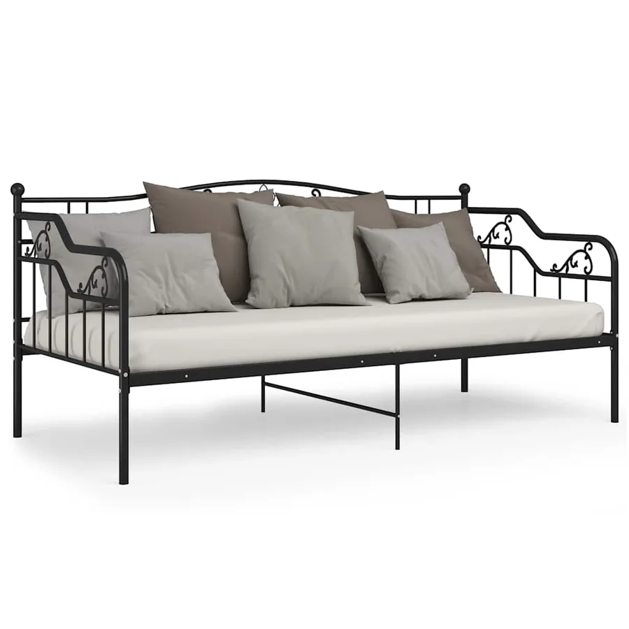Cadre de canapé-lit sans matelas noir métal 90x200 cm - 5