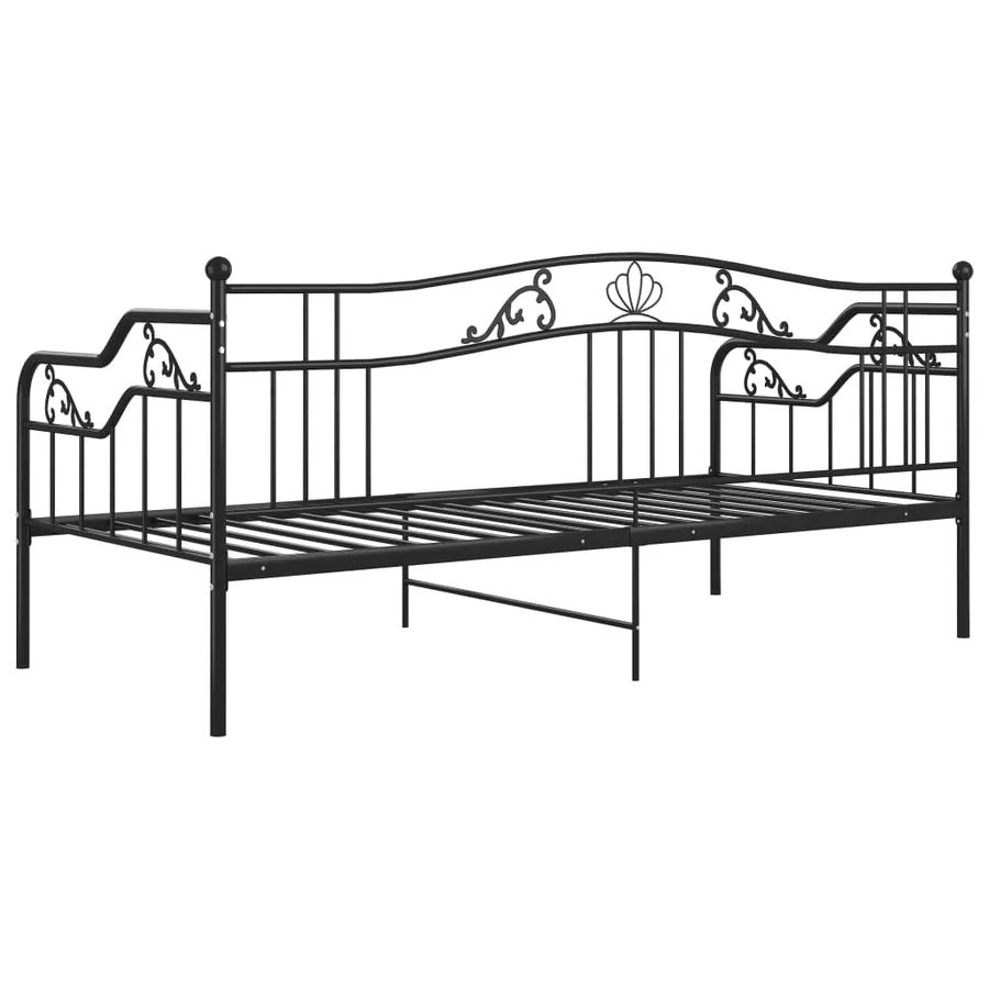 Cadre de canapé-lit sans matelas noir métal 90x200 cm - 6