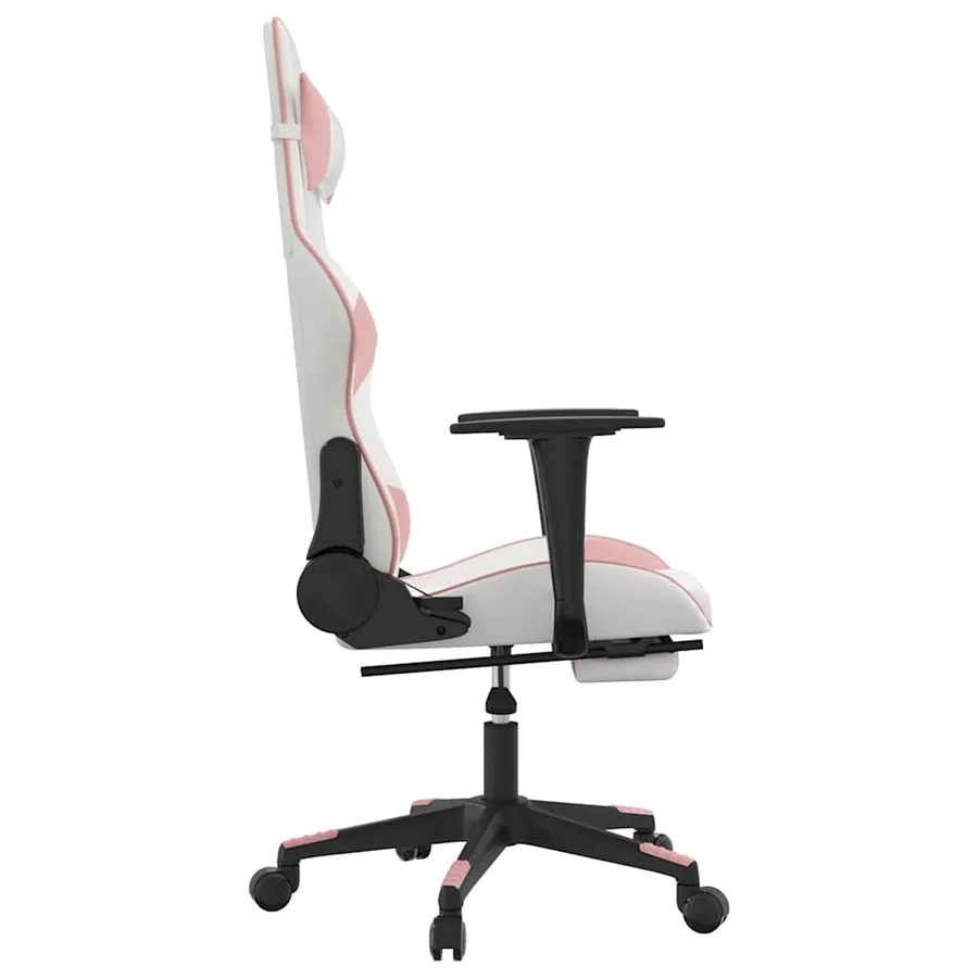 Chaise de jeu de massage avec repose-pied Blanc&Rose Similicuir - 5