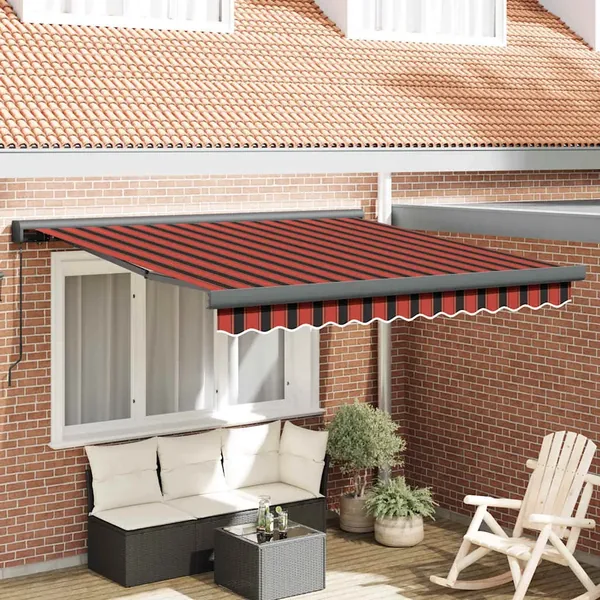 Auvent rétractable orange et marron 3x2,5 m tissu et aluminium